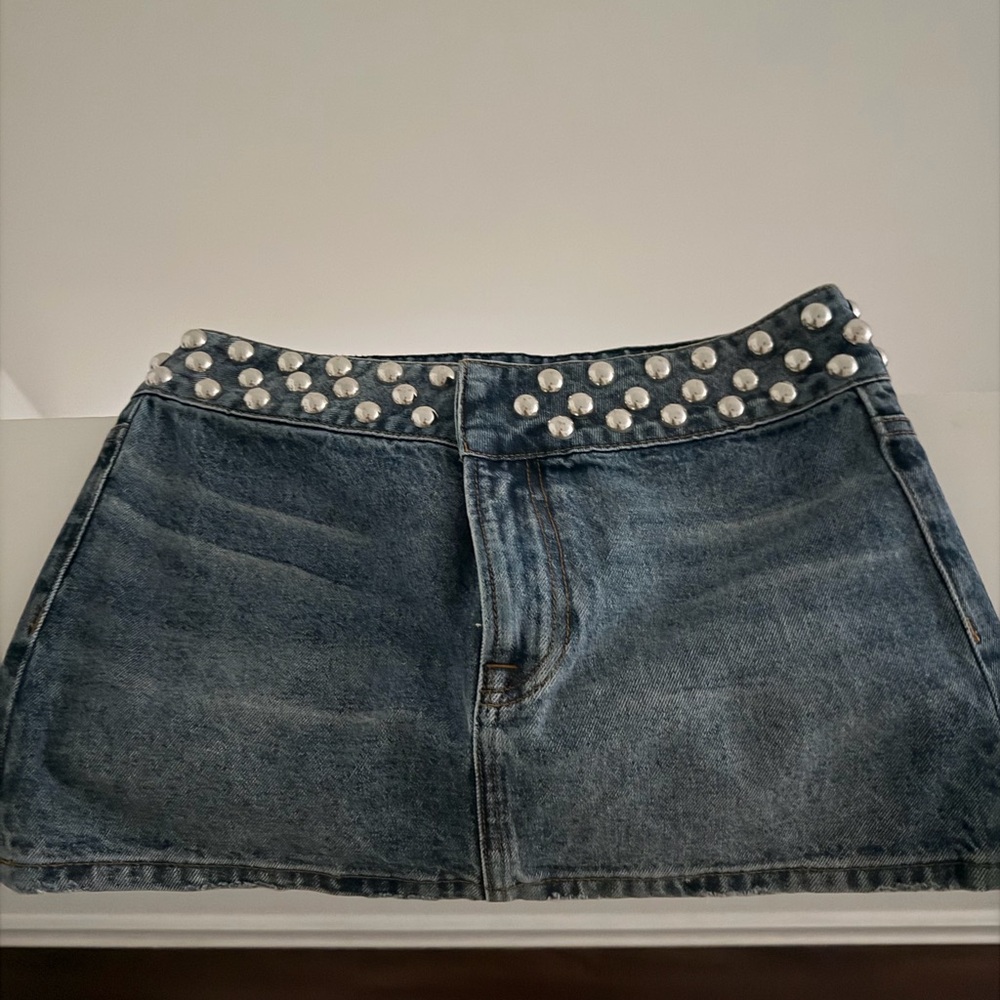 Sold out GRLFRND Studded Denim Mini Skirt